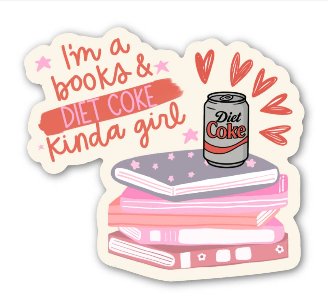 Book & Diet Coke Girl Sticker
