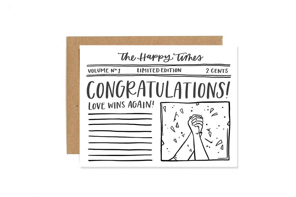 Newspaper Congratulations Letterpress Greeting Card