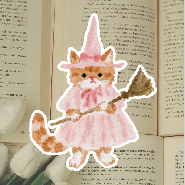 Halloween Witch cat Diecut Sticker