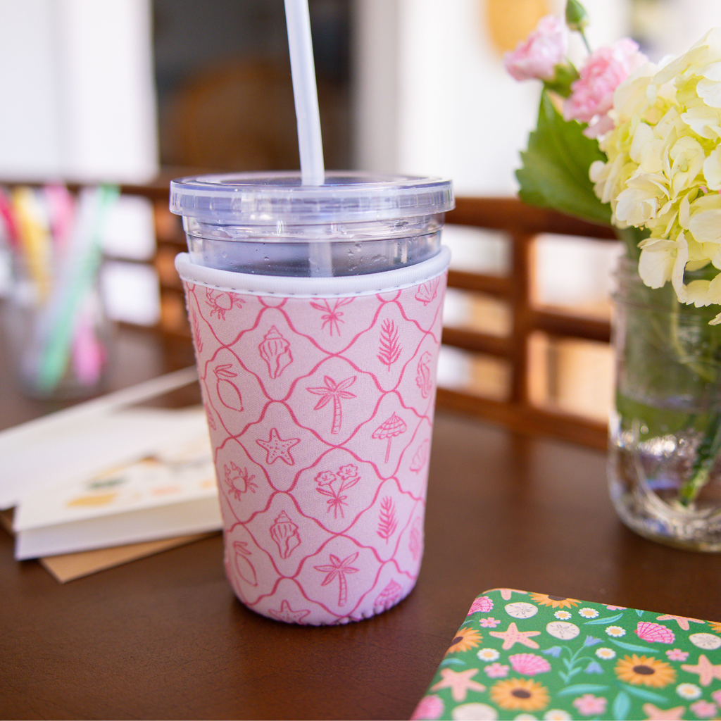 Pink Palm Summer | Reusable Coffee Sleeve: Small (16-20oz)
