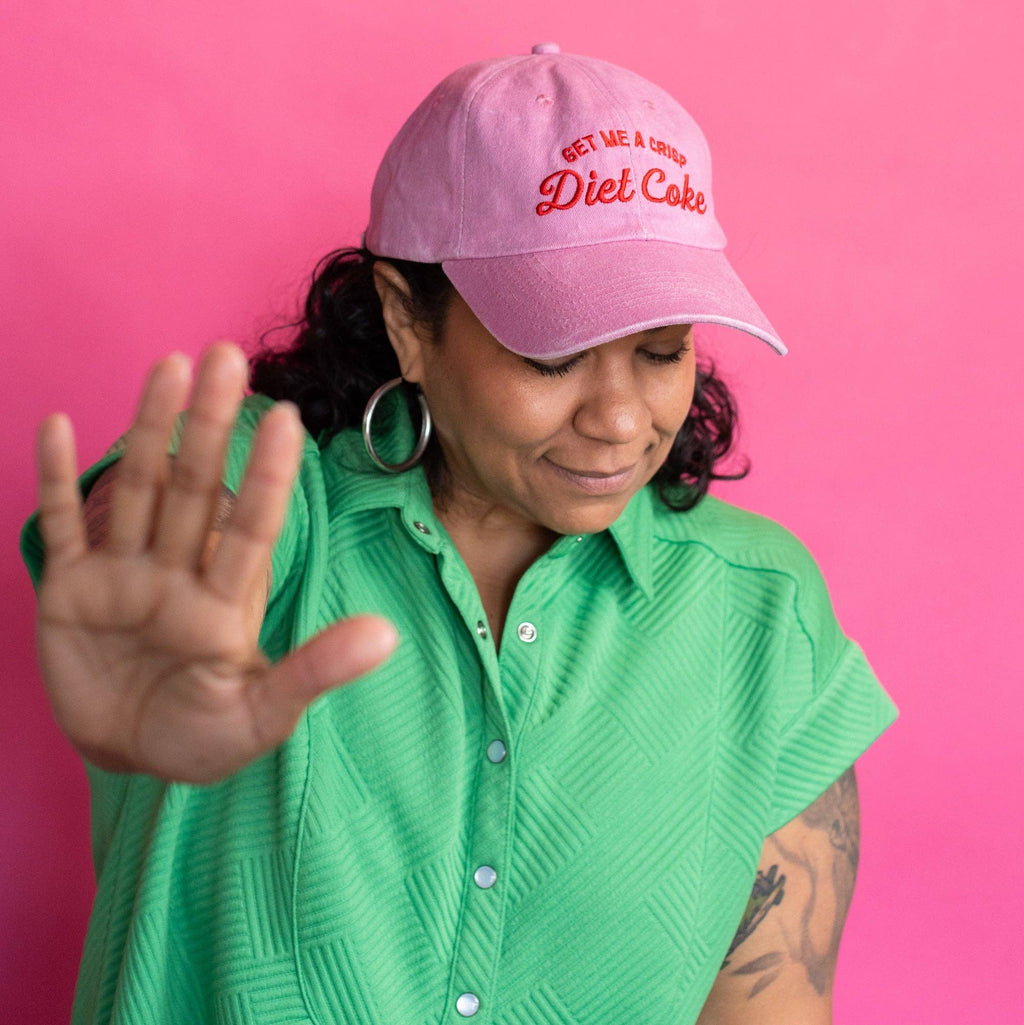 Get Me A Crisp Diet Coke Pink Dad Cap Quirky Baseball Hat