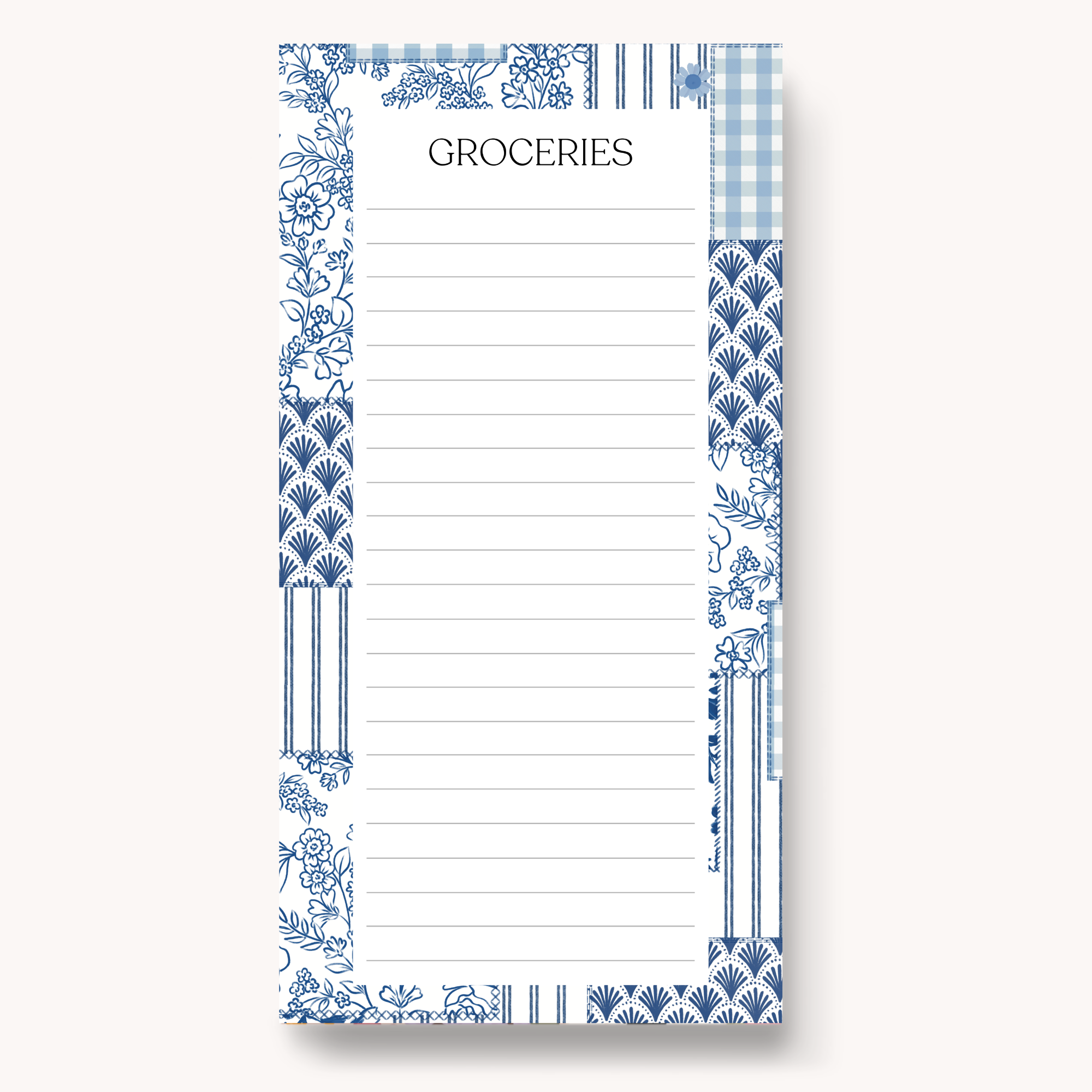 Floral Magnetic Grocery Notepad: Coastal Patchwork
