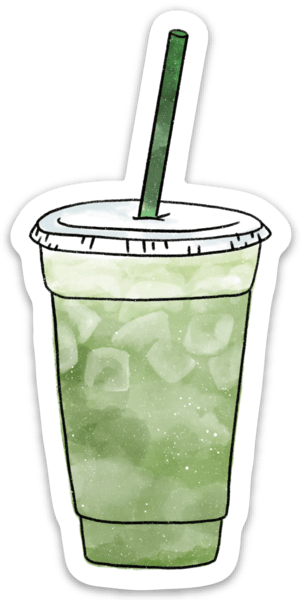 Matcha Green Tea Latte Cup Sticker 4x2in