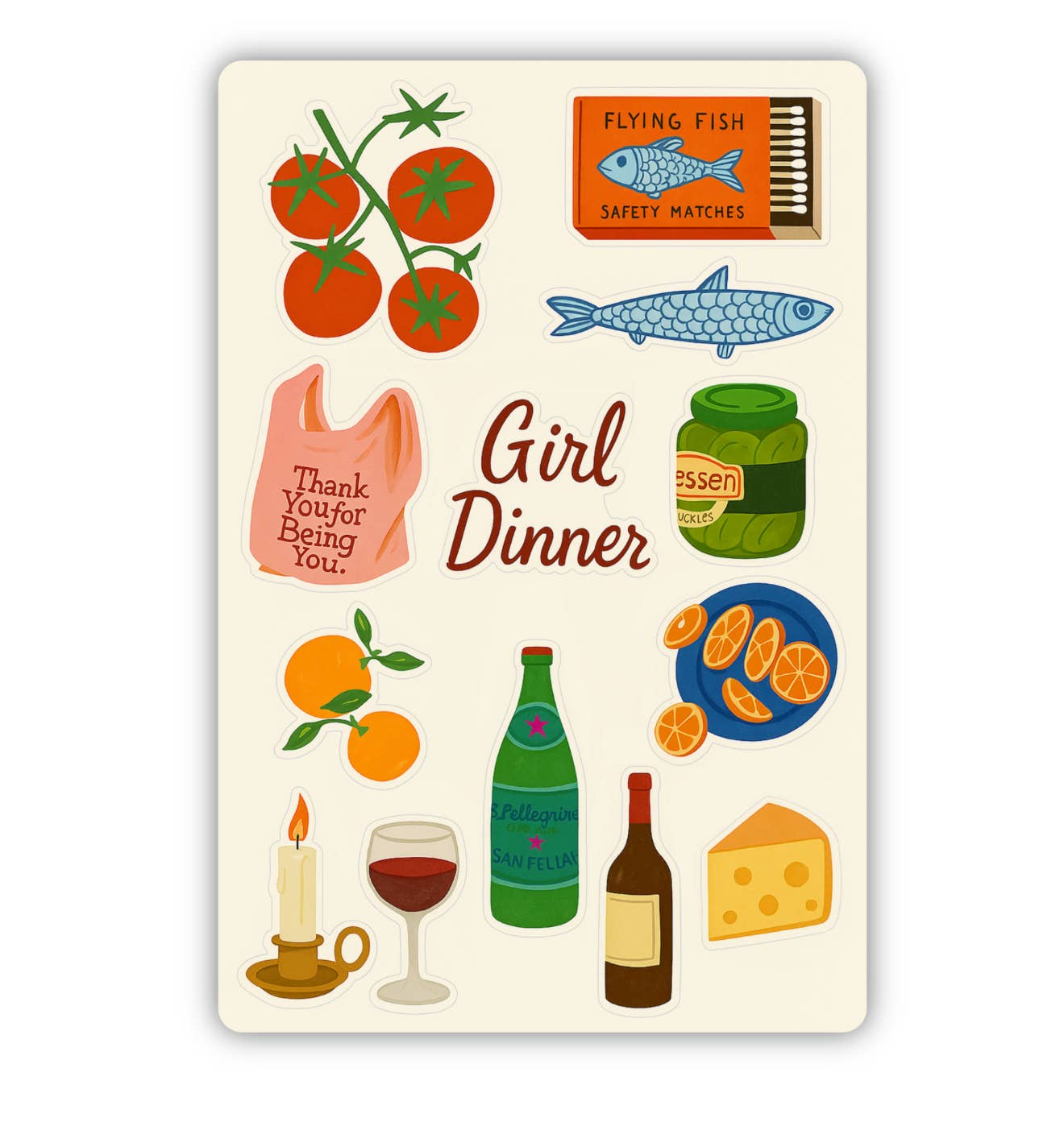 Girl Dinner Sticker Sheet –  Cottagecore- Journaling Sheets