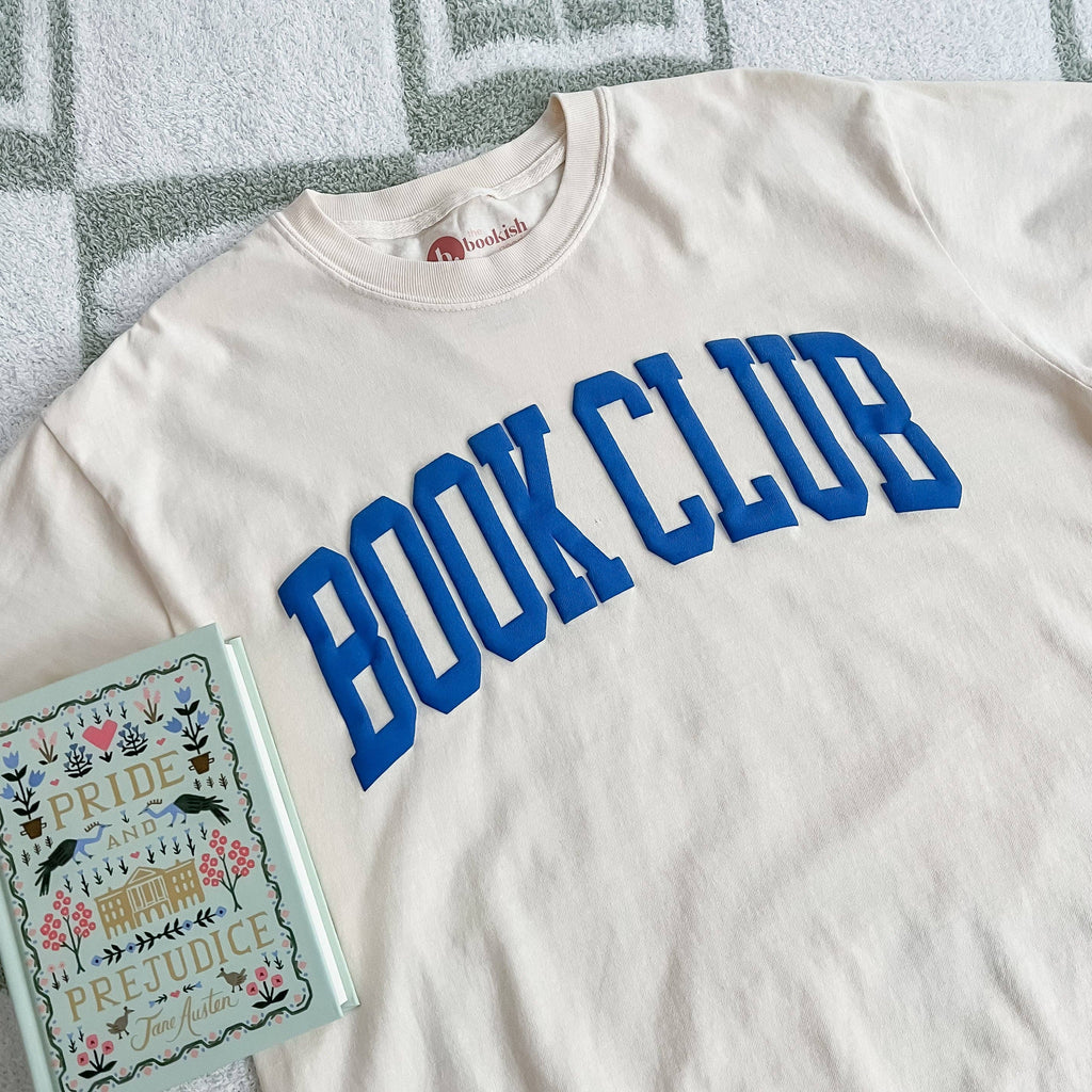 Book Club Tee: Ivory/Blue / XL