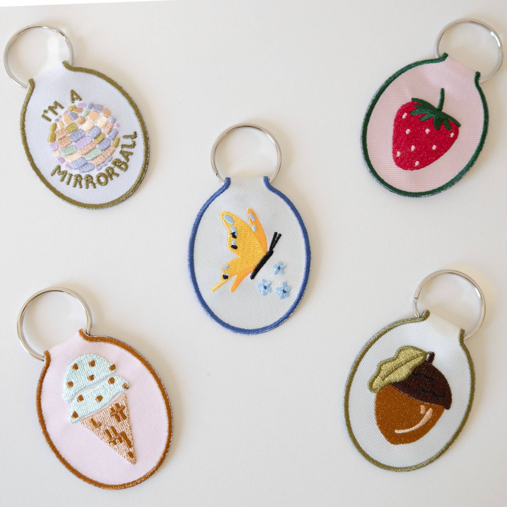 Mirrorball Embroidered Keychain