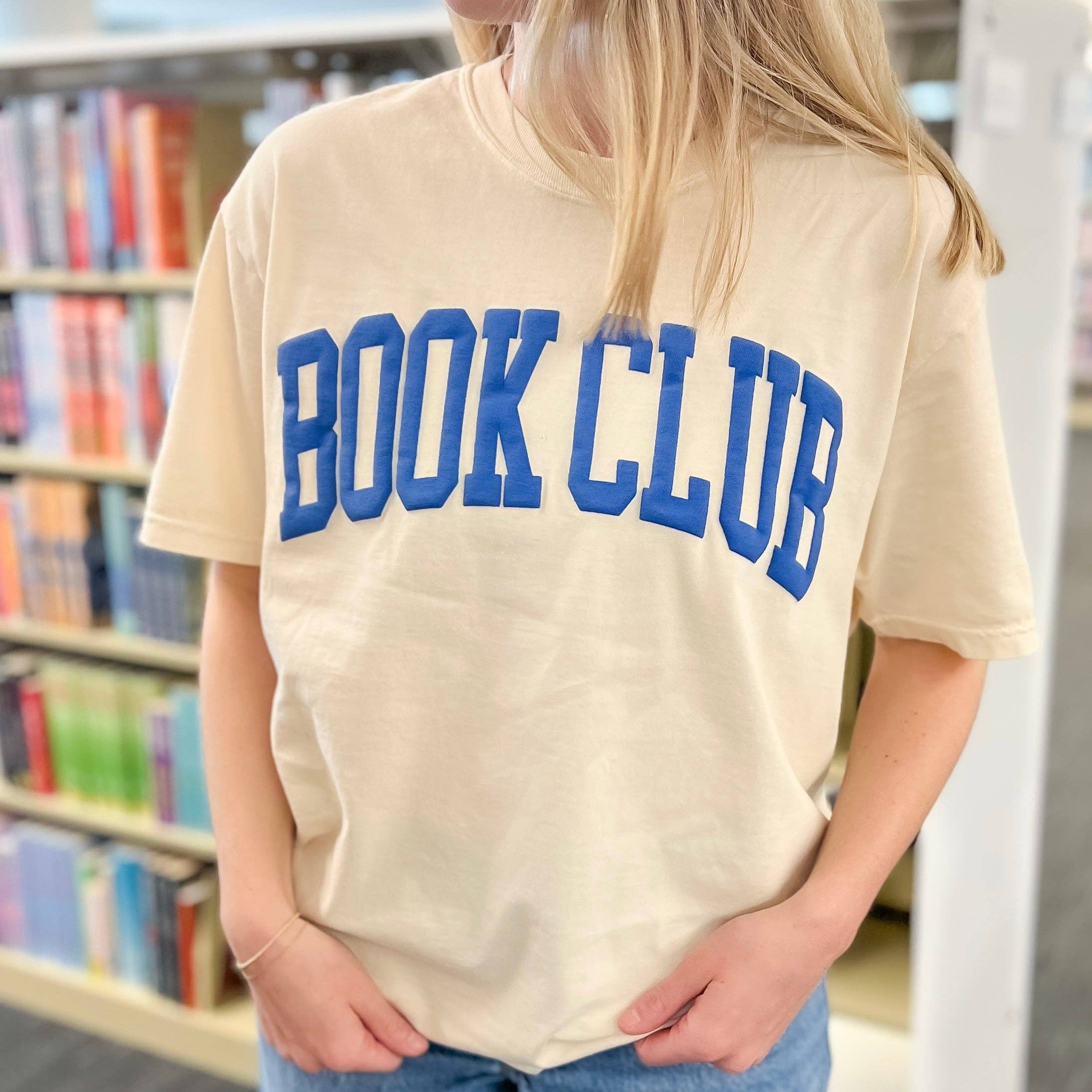 Book Club Tee: Ivory/Blue / XL