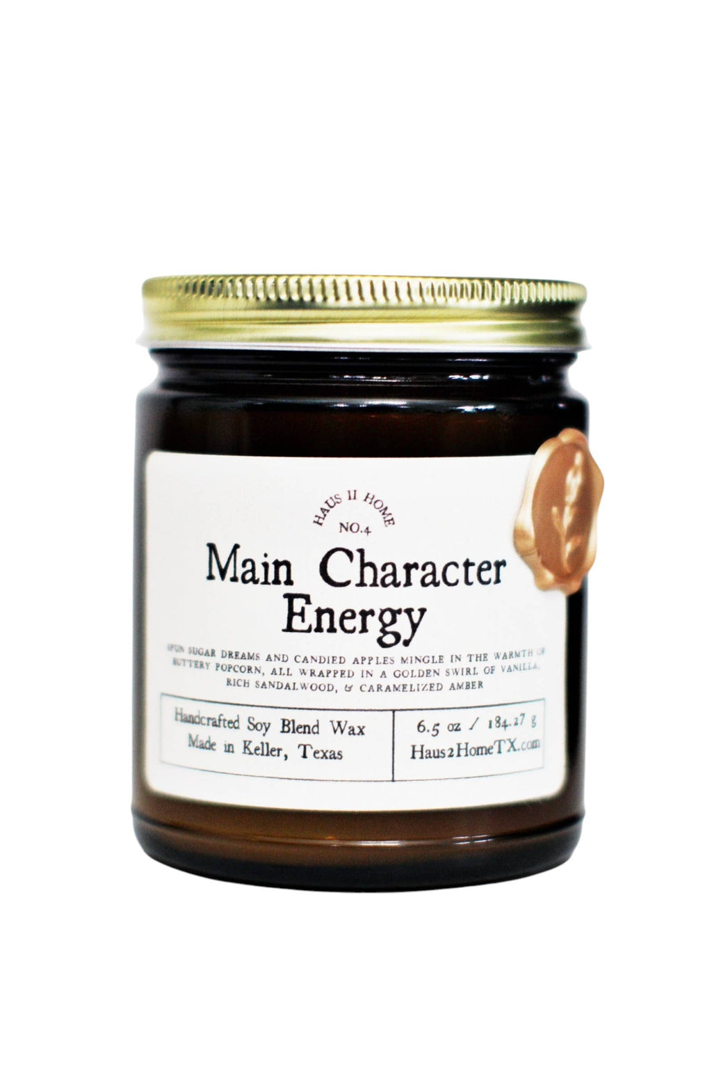 Hand-Poured Candle - Main Character - 6.5 oz Amber Jar: 9 oz Amber Jar