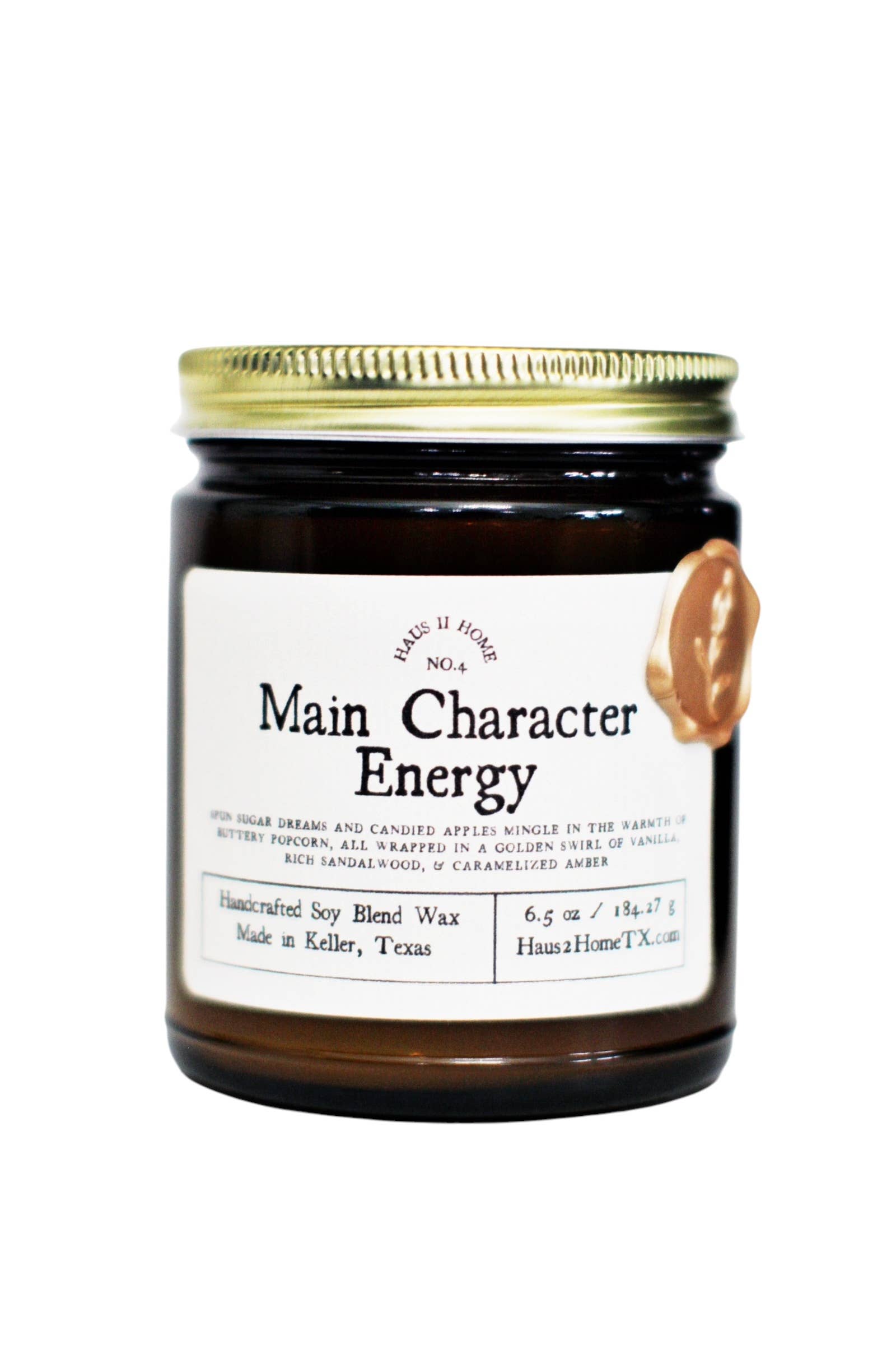 Hand-Poured Candle - Main Character - 6.5 oz Amber Jar: 9 oz Amber Jar