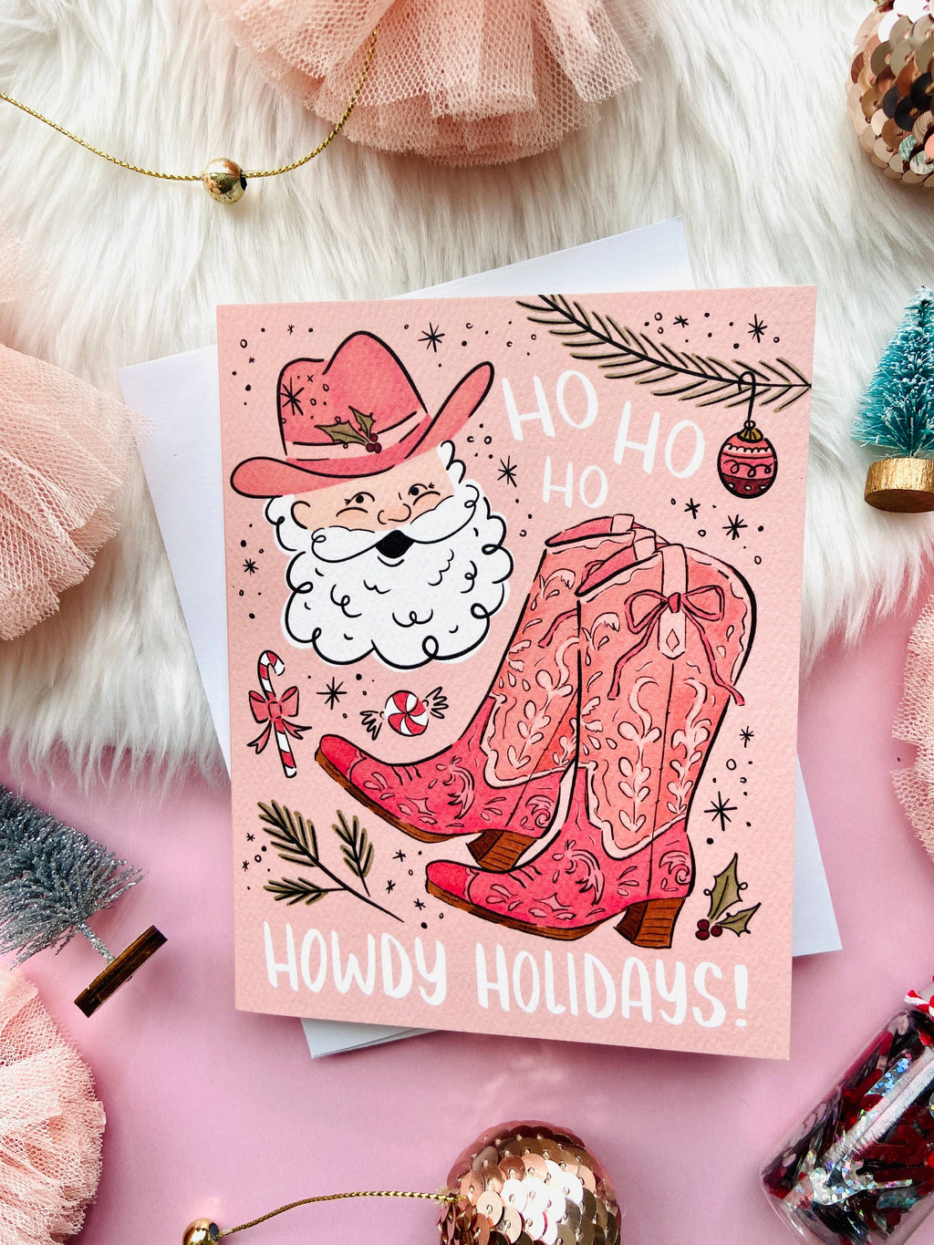 Christmas Santa Cowboy - Howdy Holidays - Greeting Card