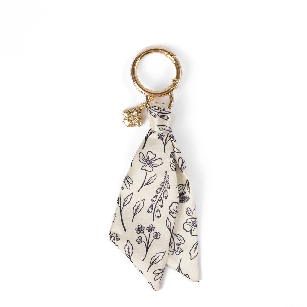 Floral Satin Keychain: Green Gingham