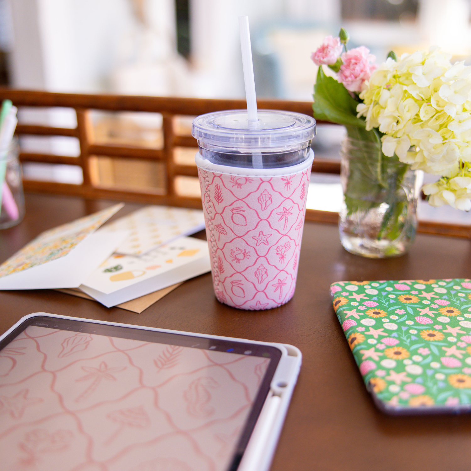 Pink Palm Summer | Reusable Coffee Sleeve: Small (16-20oz)