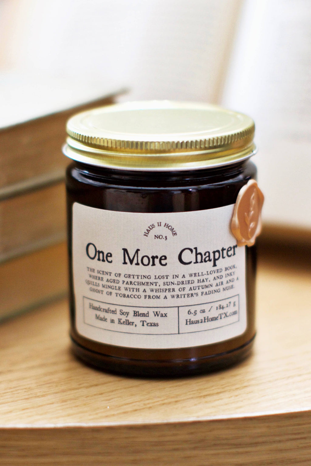 Hand-Poured Candle - One More Chapter - 6.5 oz Amber Jar: 4 Oz Travel Tin