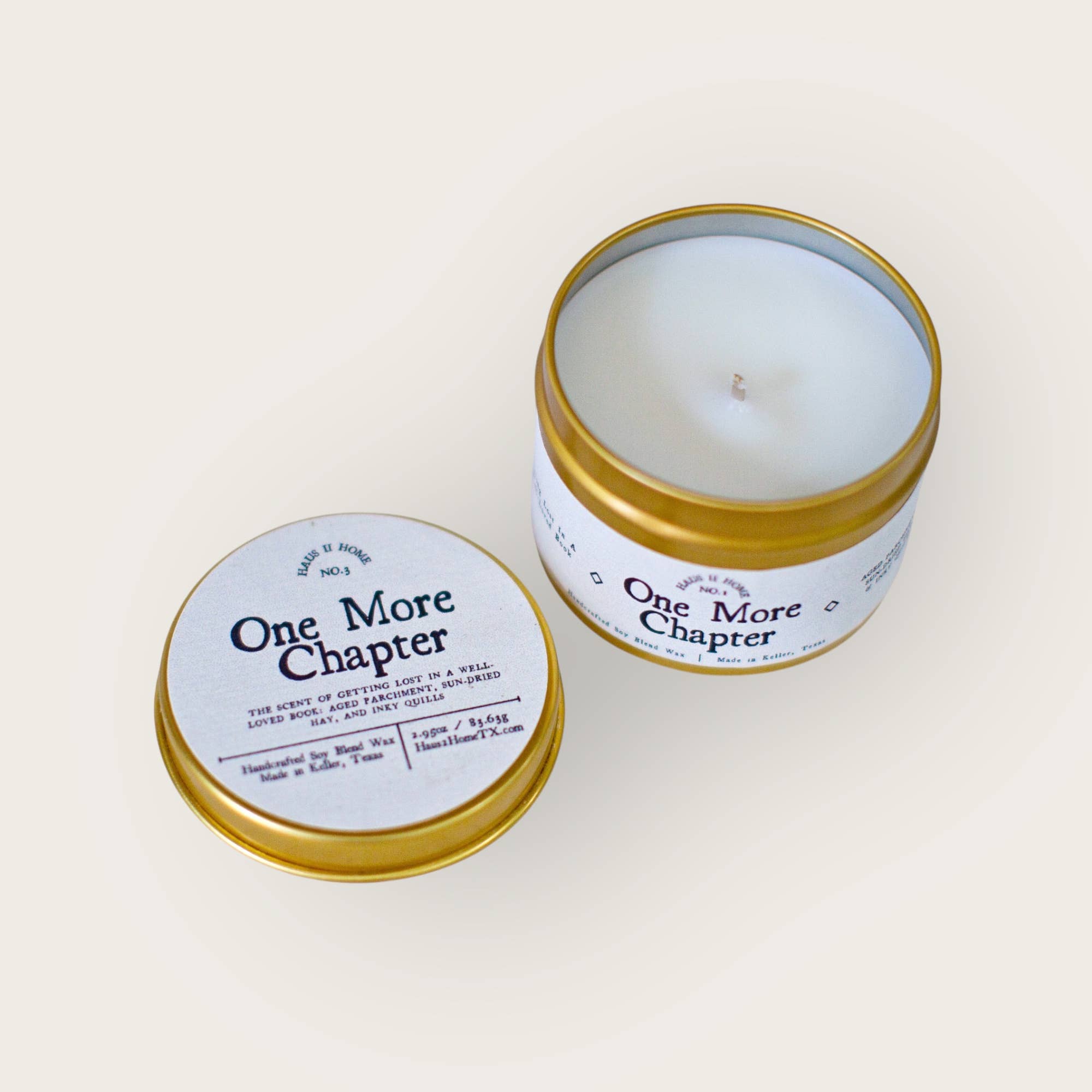 Hand-Poured Candle - One More Chapter - 6.5 oz Amber Jar: 4 Oz Travel Tin
