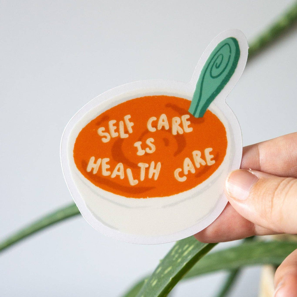 Self Care Soup Clear Sticker