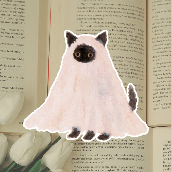 Halloween Ghost Cat Diecut Sticker