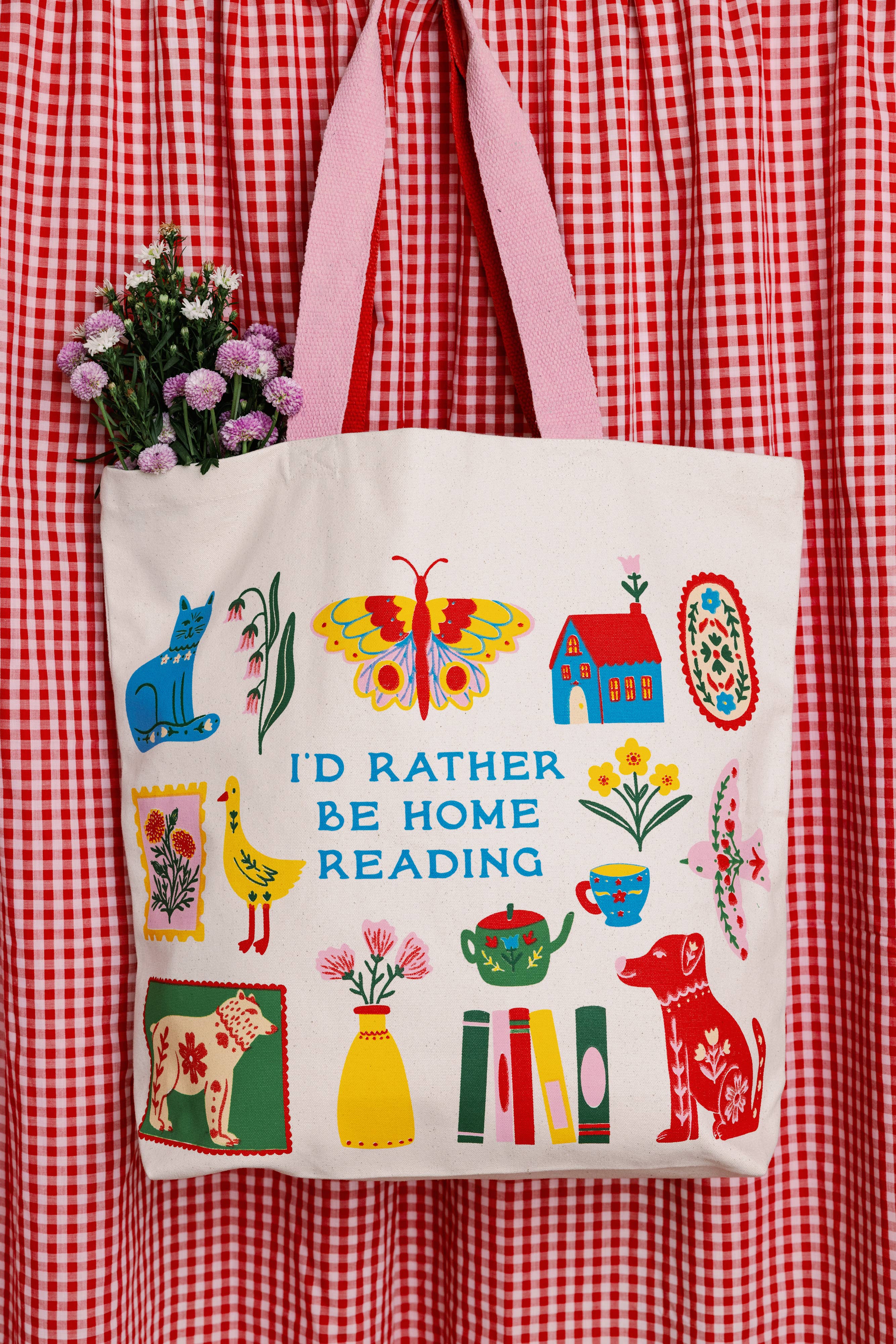 Canvas Tote, I'd Rather Be Home Reading