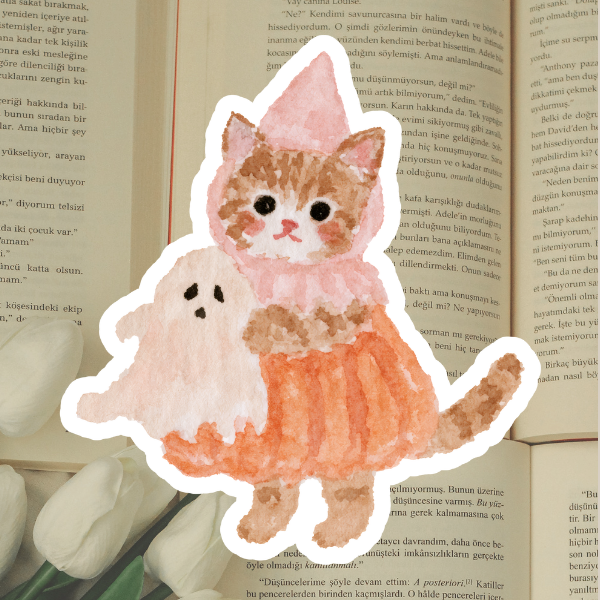 Halloween Ghost Kitten Diecut Sticker