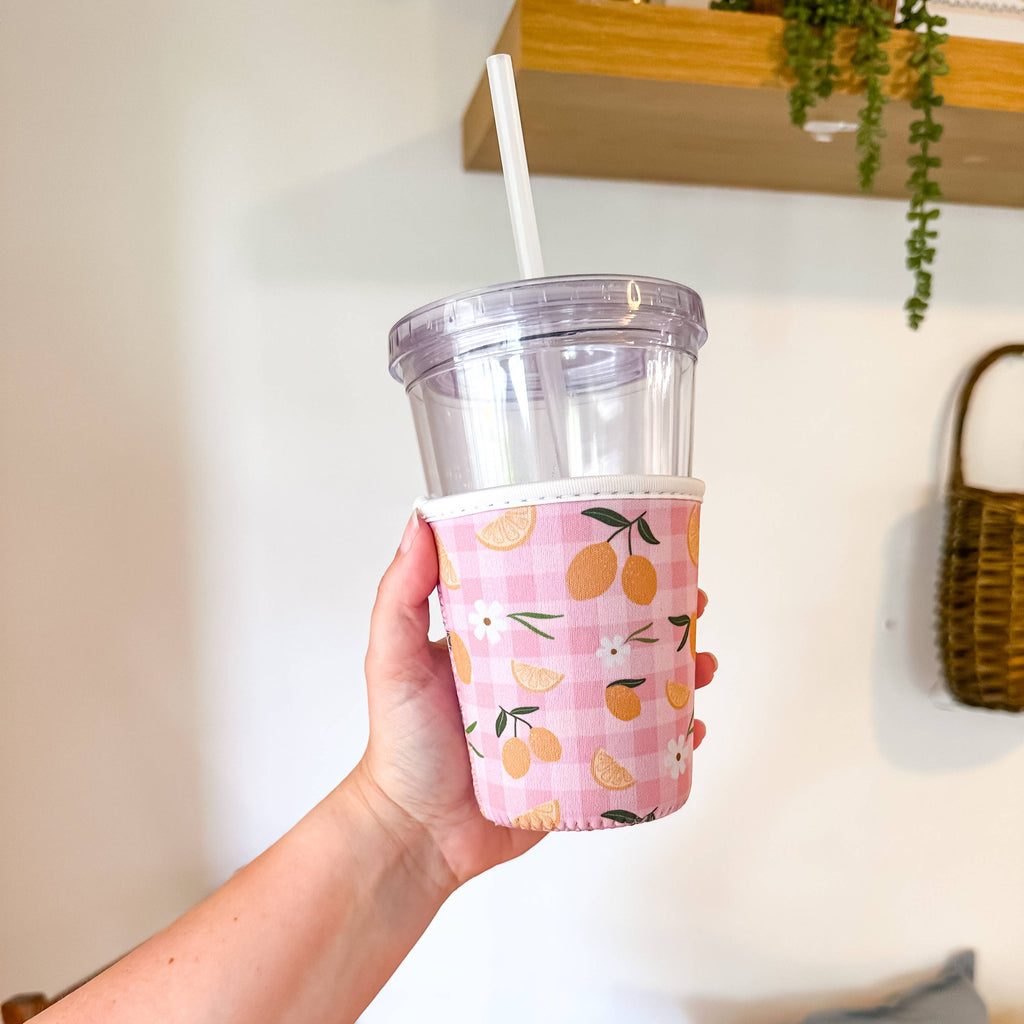 Lemon Gingham | Coffee Sleeve: Small (16-20oz)
