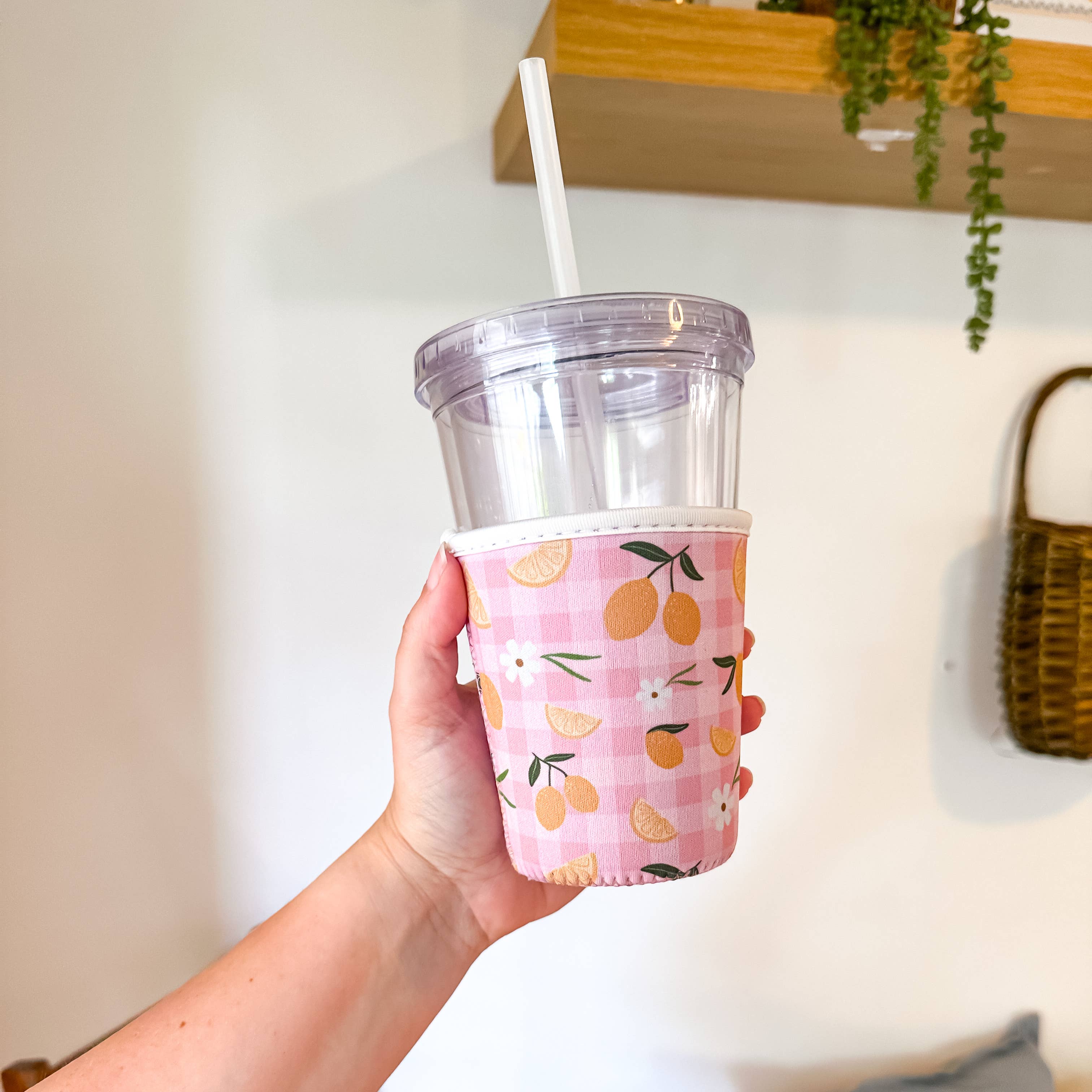 Lemon Gingham | Coffee Sleeve: Small (16-20oz)