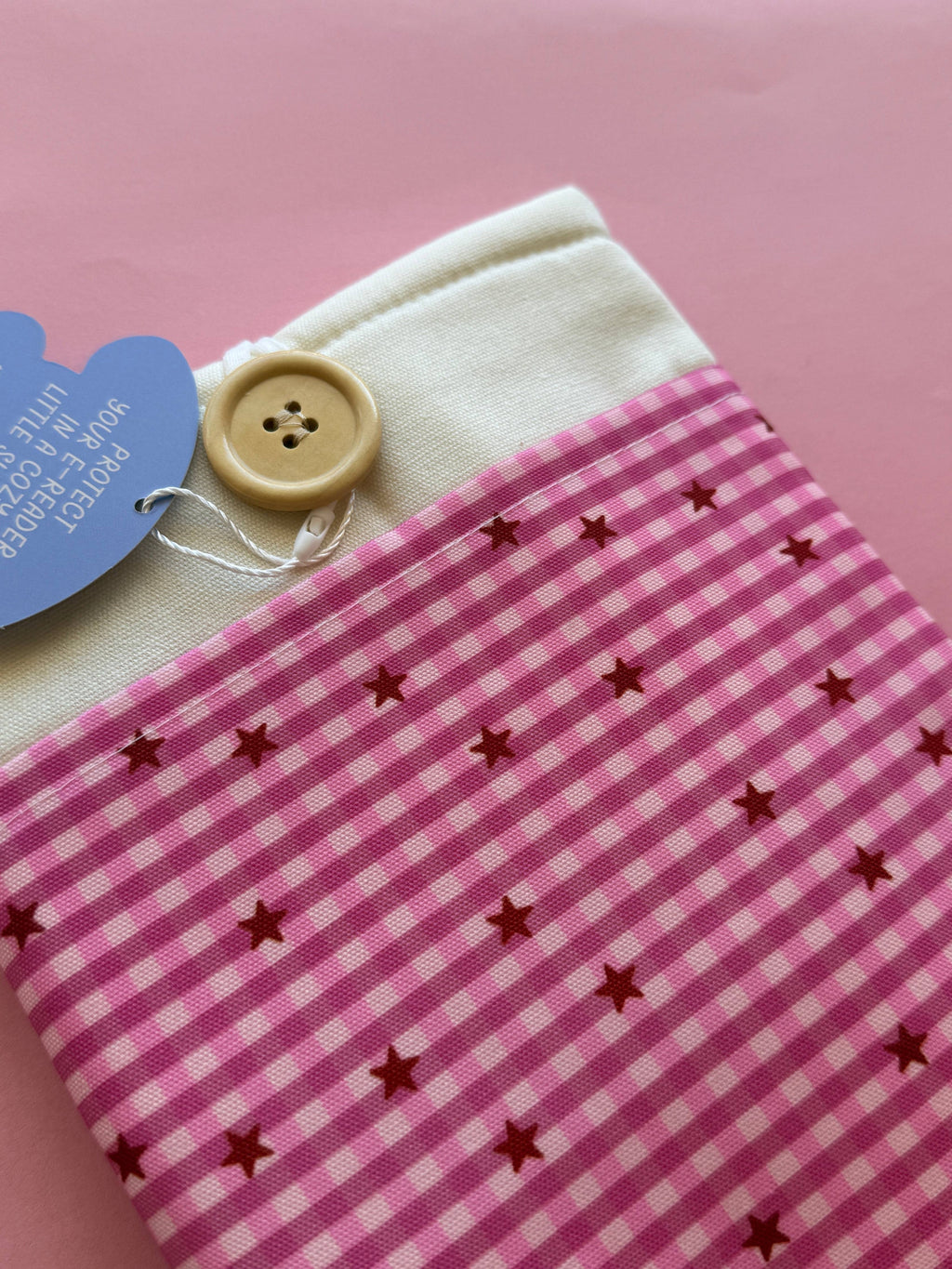 Gingham Embroidered Book & Kindle/E-Reader Sleeve: Kindle Sleeve
