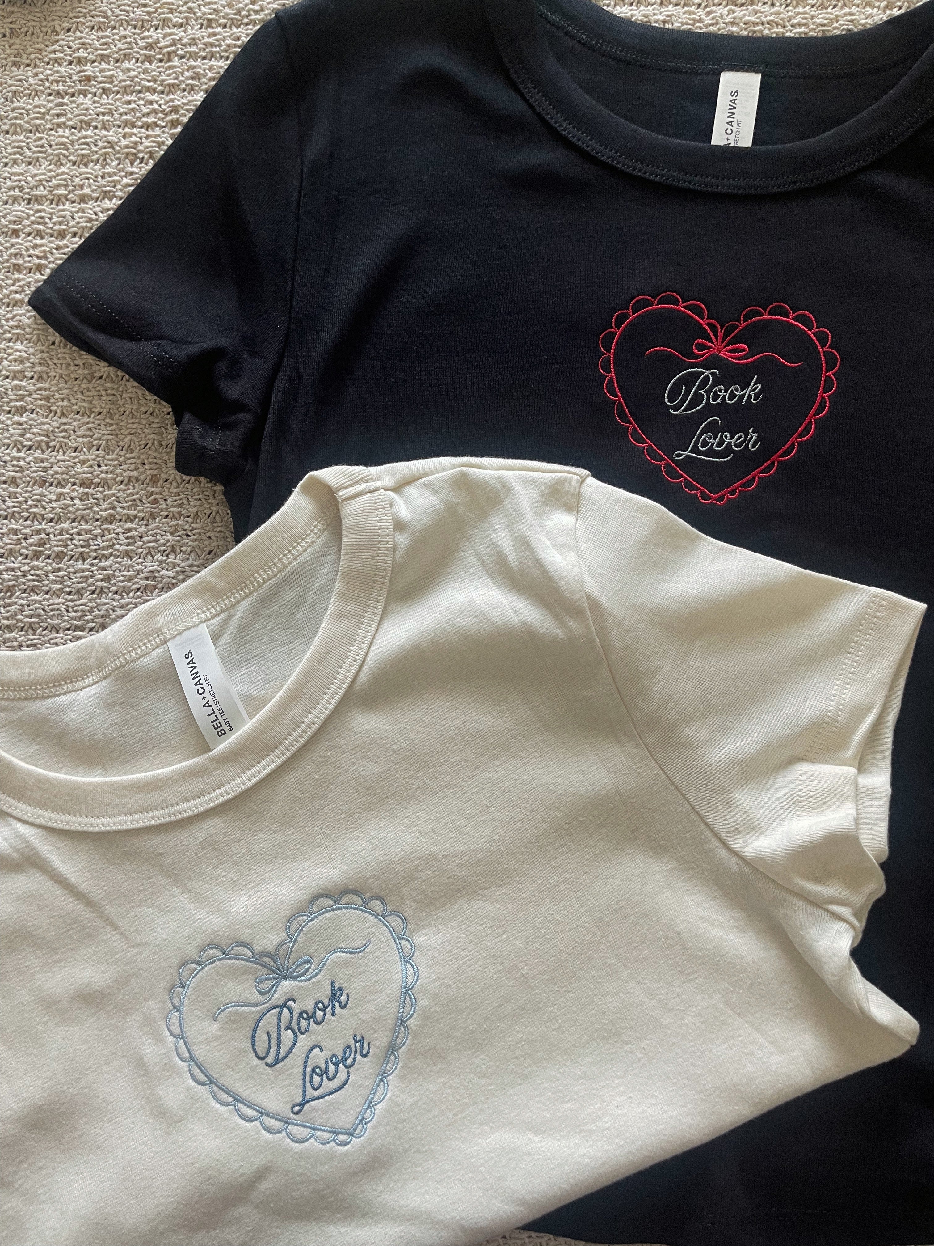 Book Lover Embroidered Baby Tee