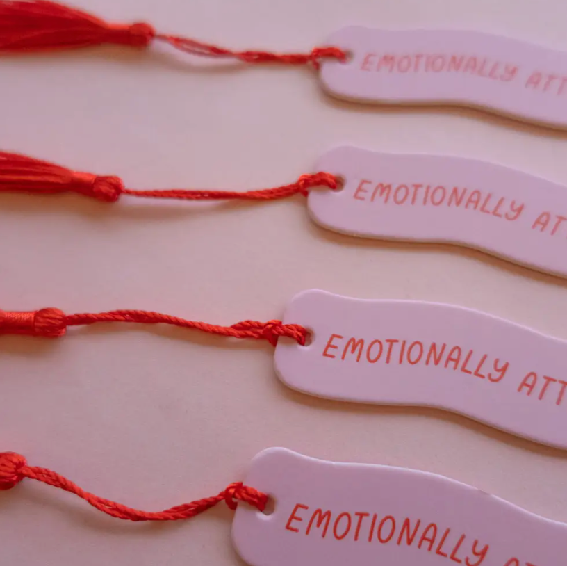 Emotionally Attached To Fictional Characters Bookmark Pink & Black