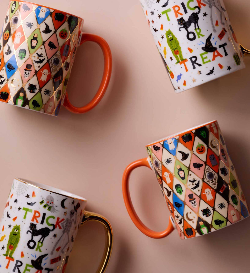 Halloween Argyle Porcelain Mug
