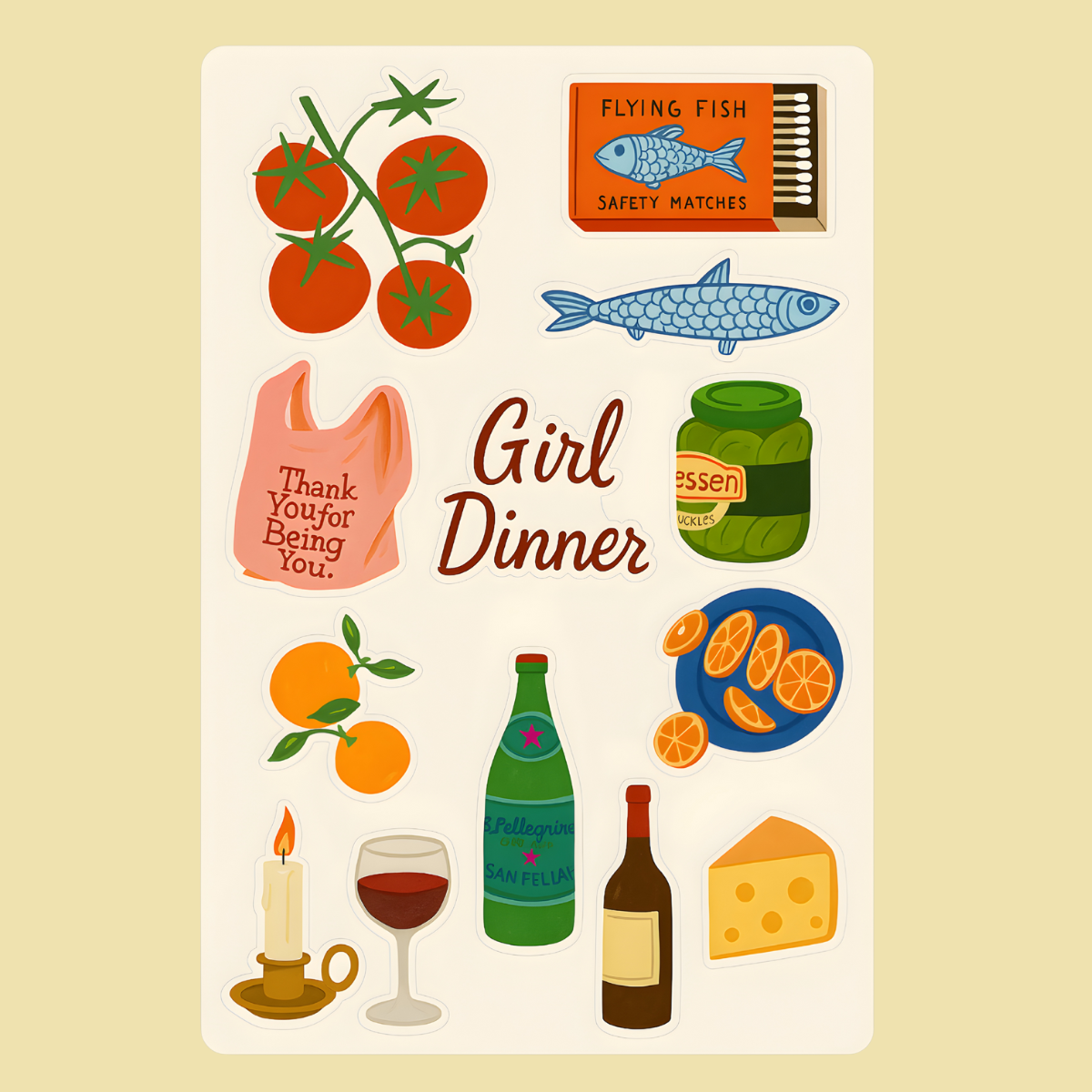 Girl Dinner Sticker Sheet –  Cottagecore- Journaling Sheets