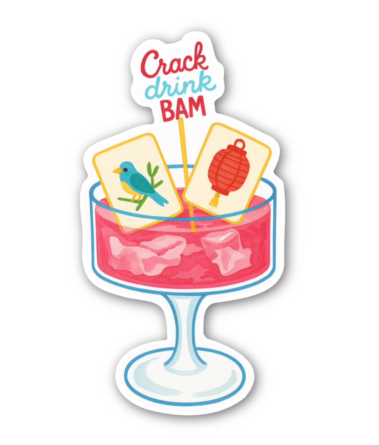 Mahjong “Crack Drink Bam” Sticker–Cute Cocktail Mahjong Tile