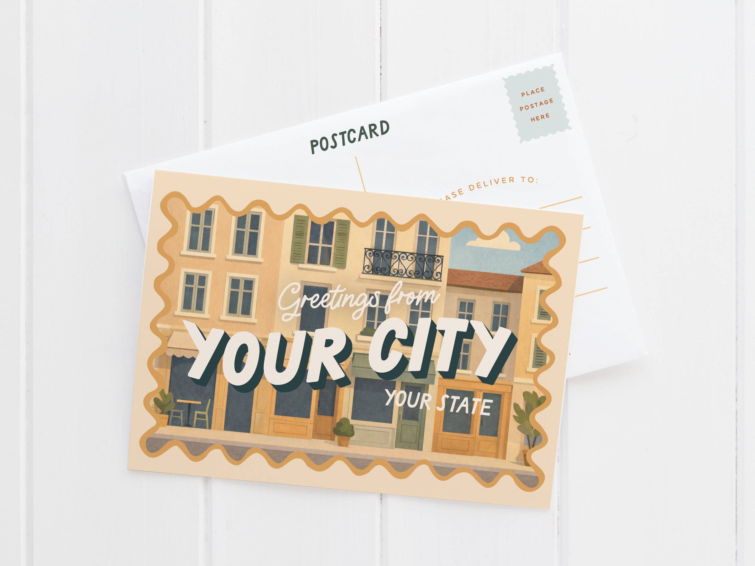 Custom Main Street Scenery Postcard