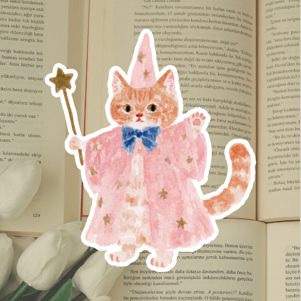 Halloween Wizard cat  Diecut Sticker