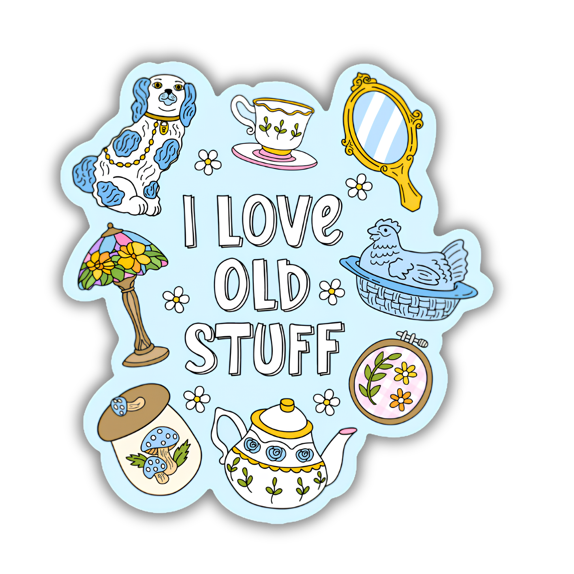 I Love Old Stuff Sticker | Vintage Lover Vinyl Sticker