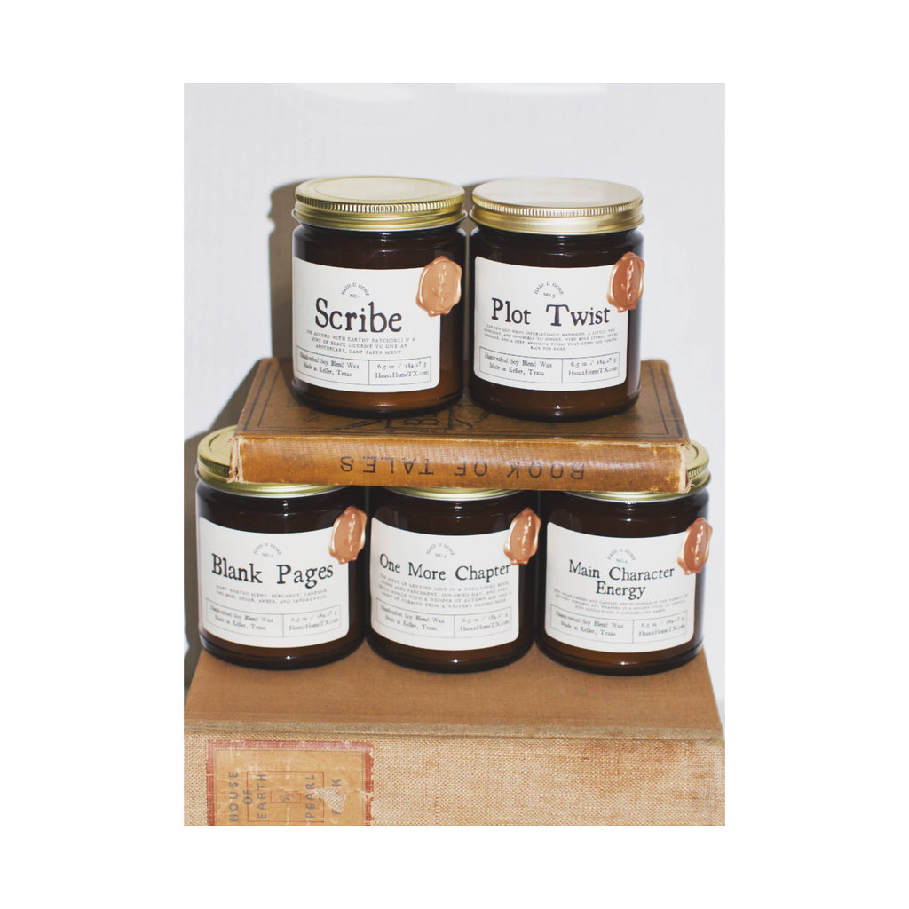 Hand-Poured Candle - One More Chapter - 6.5 oz Amber Jar: 4 Oz Travel Tin