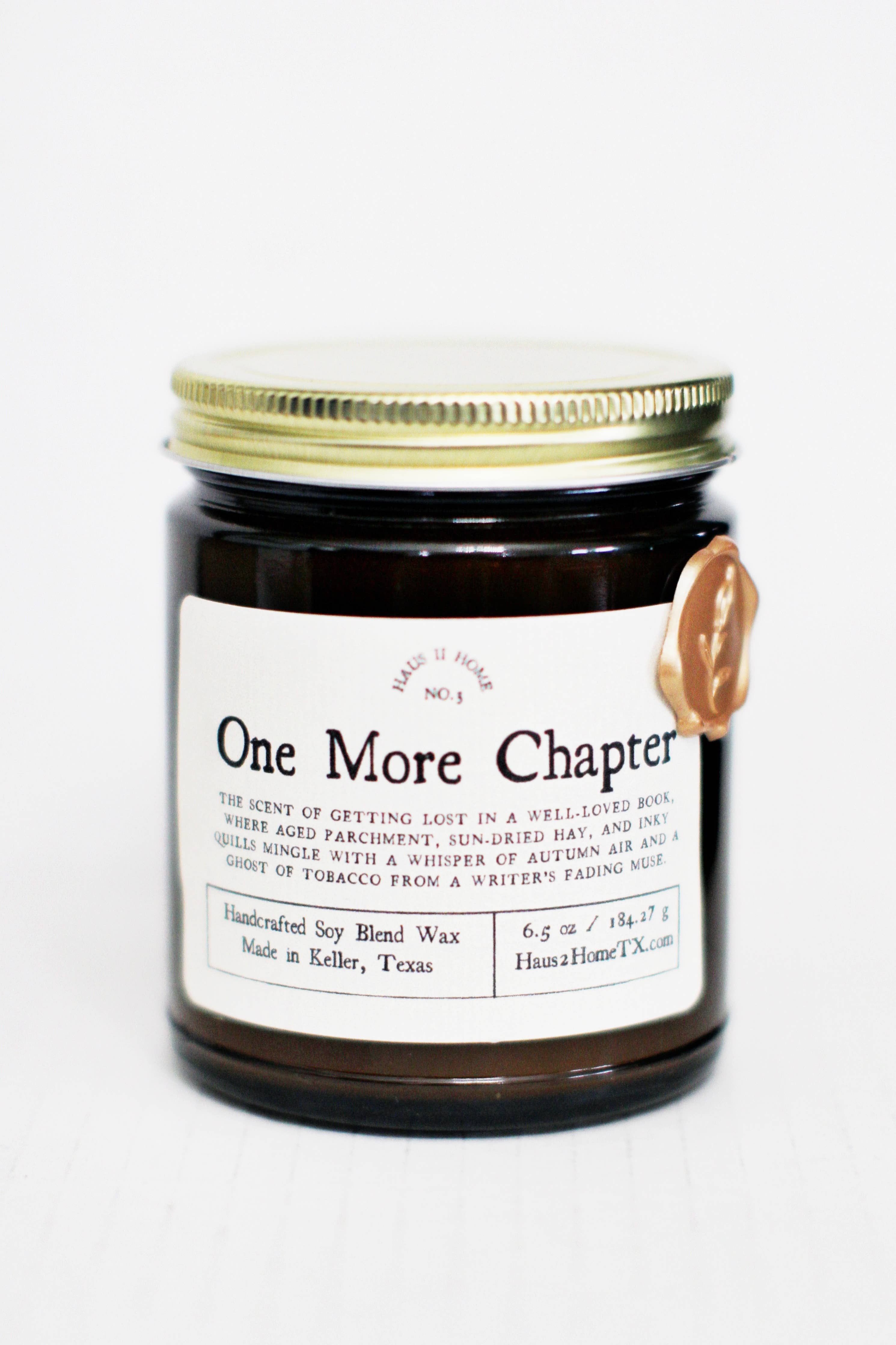 Hand-Poured Candle - One More Chapter - 6.5 oz Amber Jar: 4 Oz Travel Tin