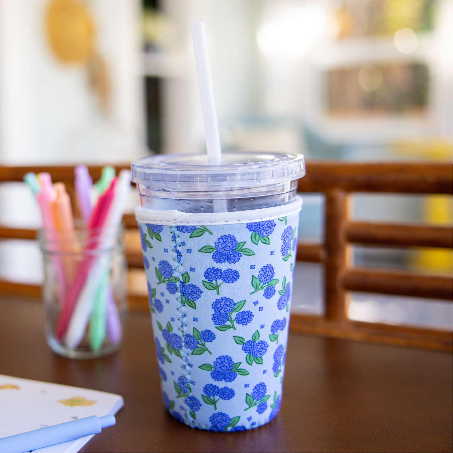 Blue Hydrangeas | Reusable Coffee Sleeve: Small (16-20oz)