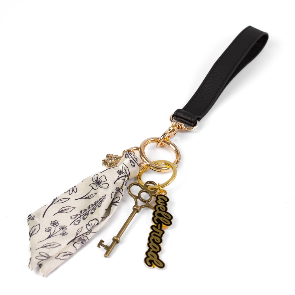 Floral Satin Keychain: Green Gingham