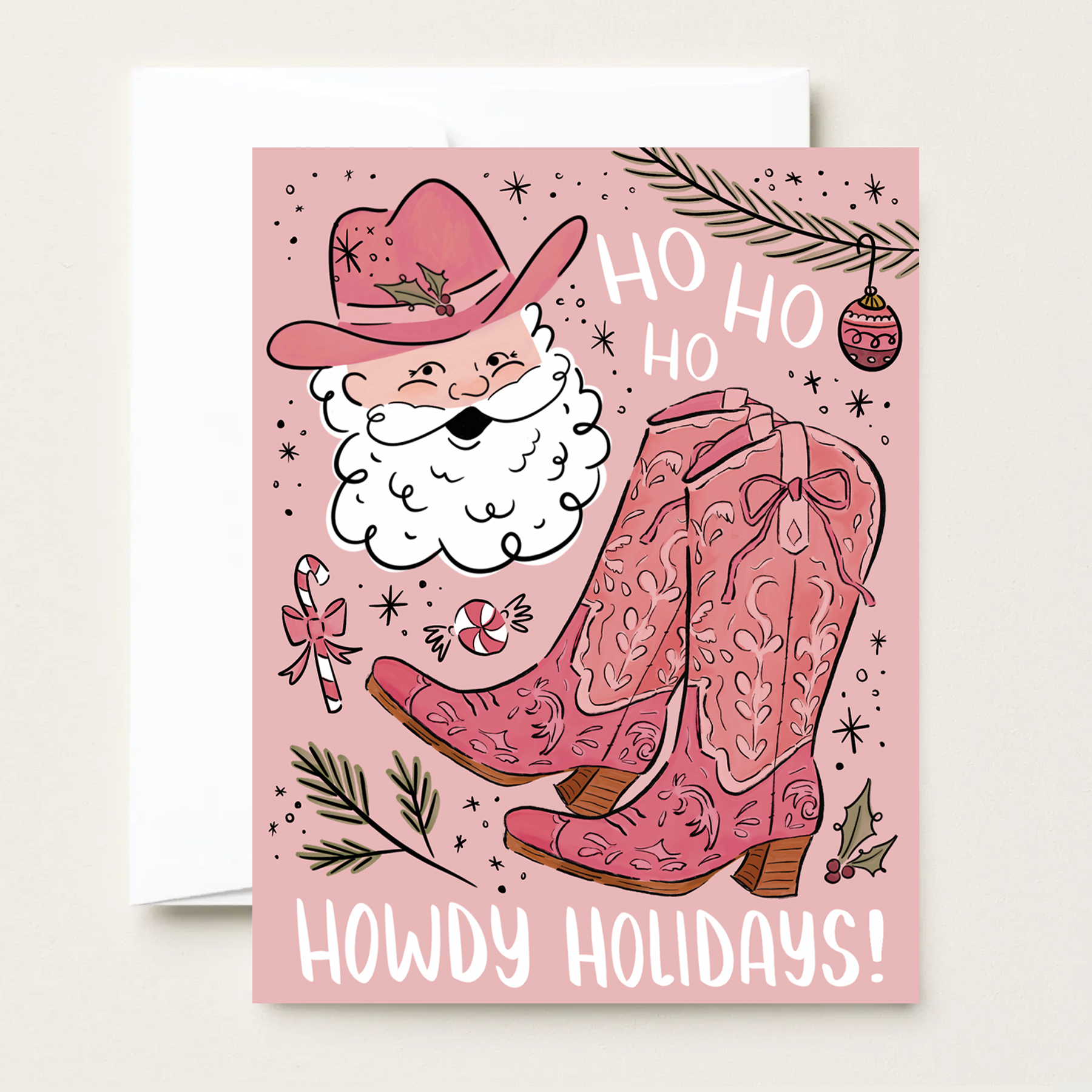 Christmas Santa Cowboy - Howdy Holidays - Greeting Card