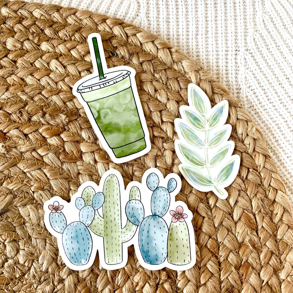 Matcha Green Tea Latte Cup Sticker 4x2in